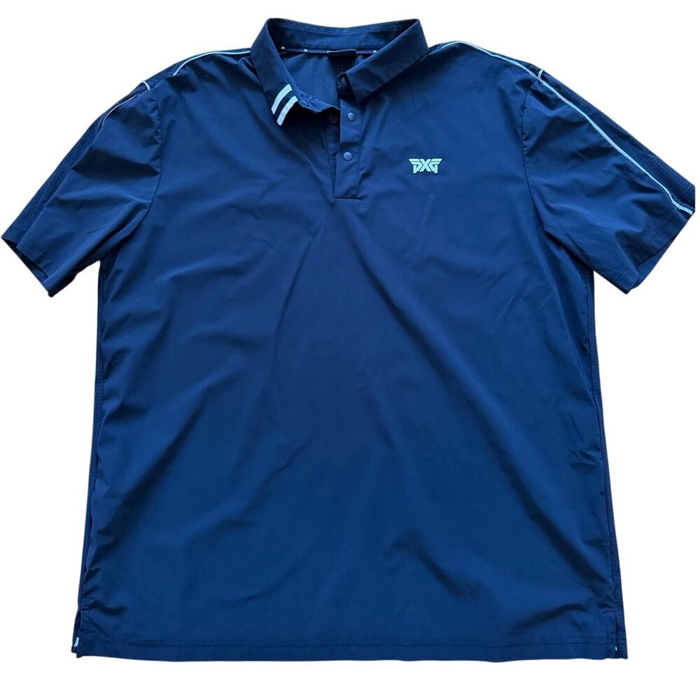 PXG Parsons Xtreme Men's Fineline Black Golf Short Sleeve Perforated Polo